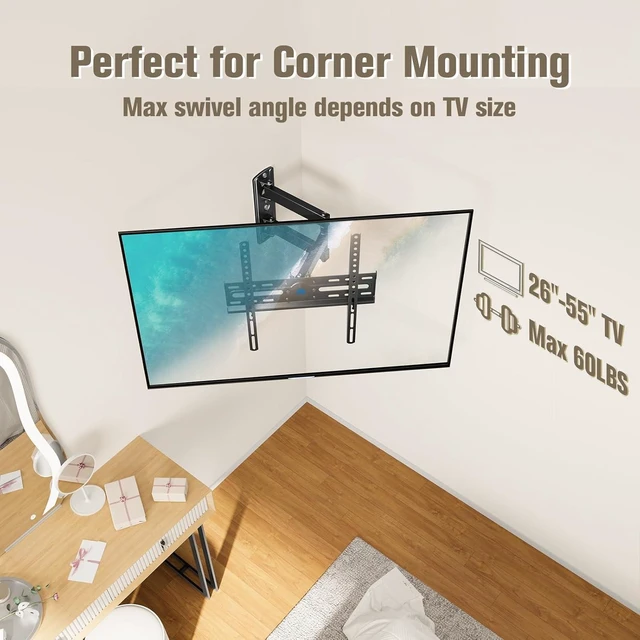 Alt view image 13 of 14 - Mounting Dream TV Wall Mount Swivel and Tilt for Most 26-55 Inch TV, TV Mount Perfect Center Design, Full Motion TV Mount Bracket with Articulation, up to VESA 400x400mm, 60 lbs, MD2377