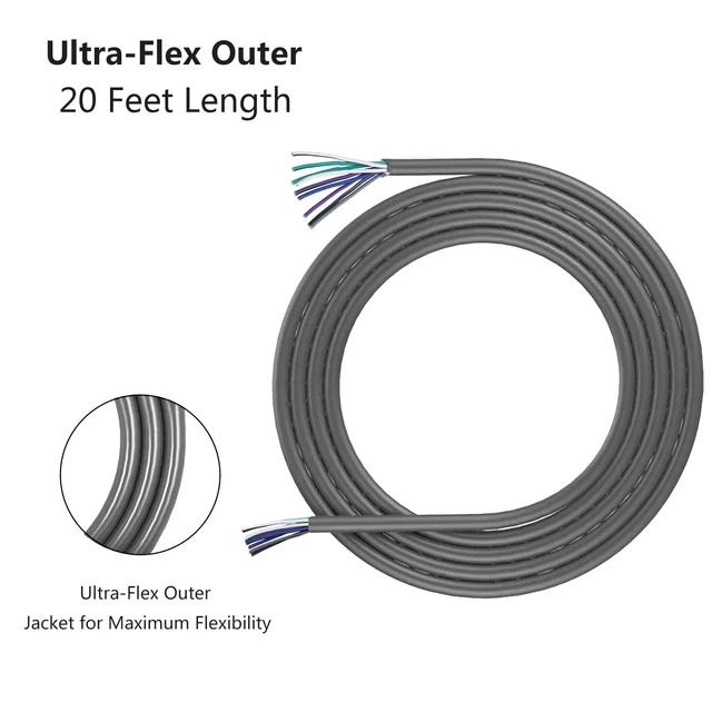 Alt view image 9 of 10 - Recoil 20-Feet 9-Conductor Speaker Cable, 18AWG Pure OFC, Ultra-Flex and Easy Peel Jacket, 4-Channel Speaker Wire and Remote Wire