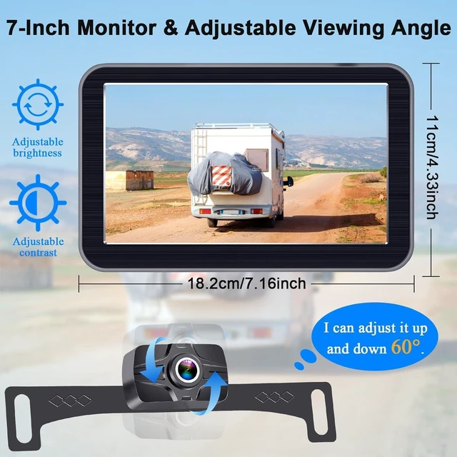 Alt view image 11 of 14 - HD 1080P 7 Inch Wireless Backup Camera for Truck: 15-Min Easy Install 150° Wide View Angle Eliminate Rear Blind Spots with Starlight Night Vision - Rear View Camera for Pickup SUV Car Parking Safety