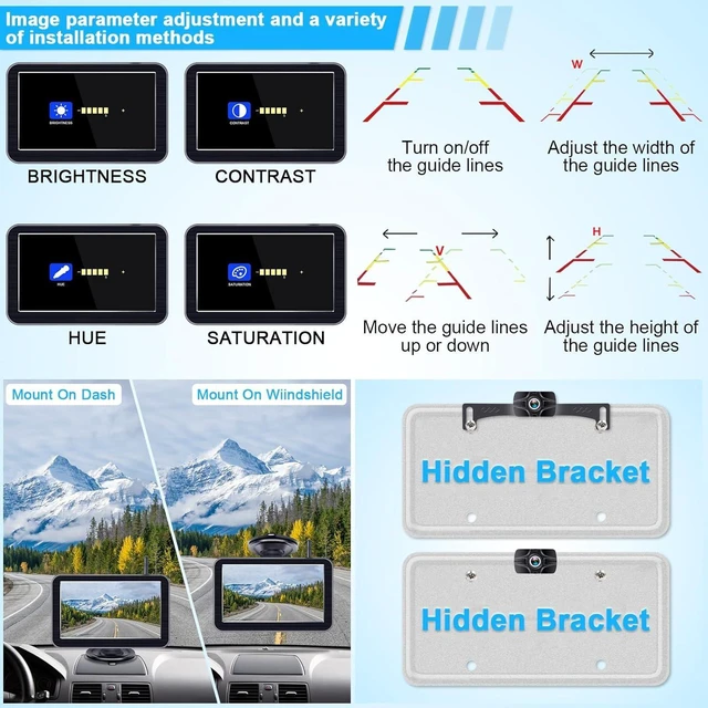 Alt view image 14 of 14 - HD 1080P 7 Inch Wireless Backup Camera for Truck: 15-Min Easy Install 150° Wide View Angle Eliminate Rear Blind Spots with Starlight Night Vision - Rear View Camera for Pickup SUV Car Parking Safety