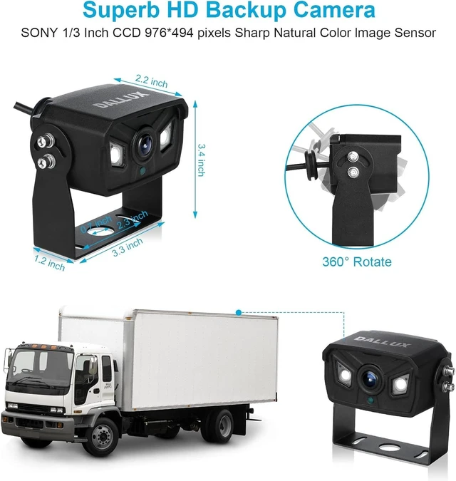 Alt view image 11 of 12 - Bus Truck Vehicle Backup Cameras Wide View Angle Cab Cam Rearview Reverse Waterproof Night Vision 4 Pin Camera for Travel Trailer/Pickup/Van/Oversize Truck/Fifth Wheel/RV Camper/Motor Home (12-24V)
