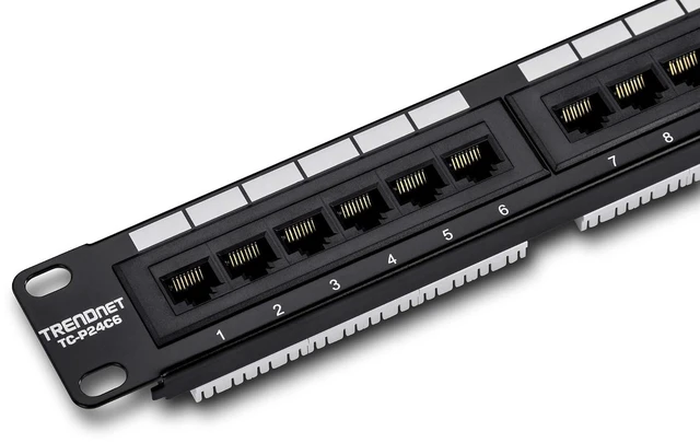 Alt view image 7 of 12 - TRENDnet 24-Port Cat6 Unshielded Patch Panel, Wallmount or Rackmount, Compatible with Cat3,4,5,5e,6 Cabling, For Ethernet, Fast Ethernet, Gigabit Applications, Black, TC-P24C6