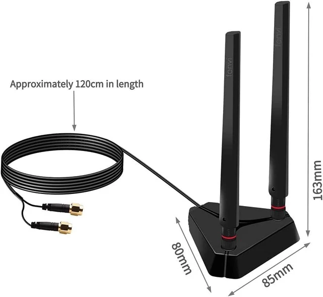 Alt view image 12 of 12 - WiFi 6E AX210NGW Card AXE5400 PCI-E Network Card Tri-Band BT5.2 Wireless Gigabit 802.11ax ac 6GHz 5GHz 2.4GHz MU-MIMO for Desktop PC PCIe WiFi Adapter Windows 10/11 with 1.2m SMA High Gain Antennas