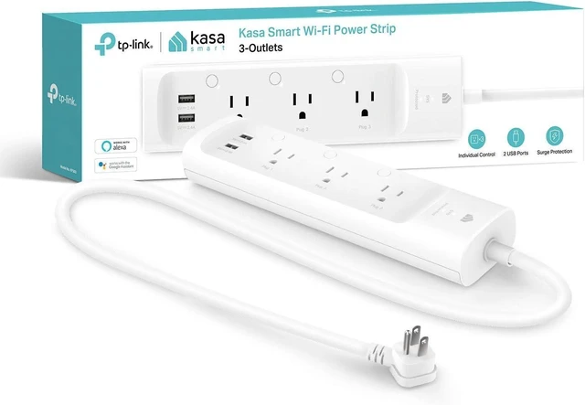 Alt view image 8 of 14 - Kasa Smart Plug Power Strip KP303, Surge Protector with 3 Individually Controlled Smart Outlets and 2 USB Ports, Works with Alexa & Google Home, No Hub Required , White