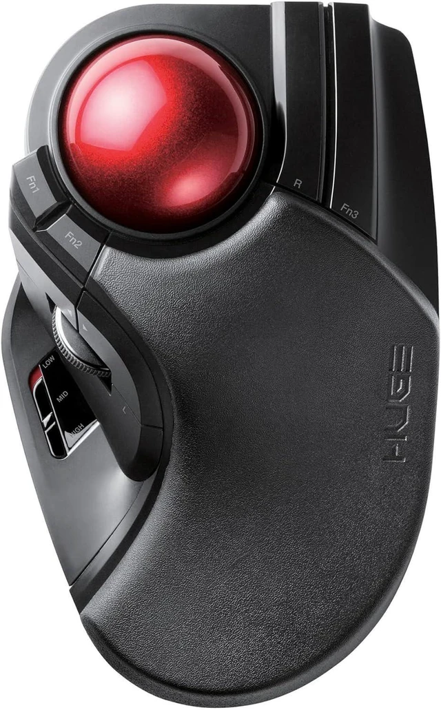Alt view image 8 of 14 - ELECOM HUGE Trackball Mouse, 2.4GHz Wireless USB, Precise Finger Control, Customizable 8-Button, Gaming Optical Sensor, Large Soft Palm Rest, Smooth Red Ball, Window PC Mac Computer Laptop (M-HT1DRBK)