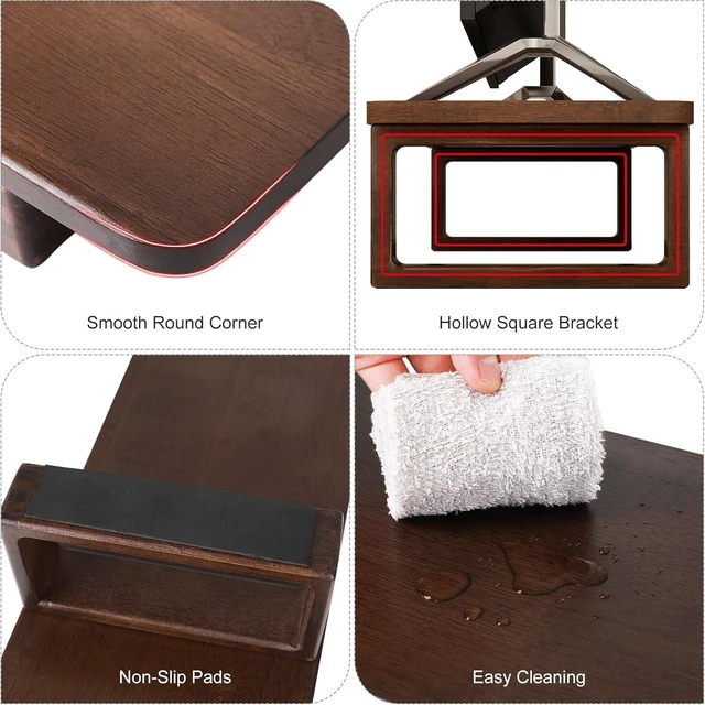 Alt view image 13 of 14 - Ufine Dual Monitor Stand Riser 2 Heights Adjustable Wood Computer Monitor Stand Desktop Organizer, Large Monitor Stand for 2 Monitors, Laptop, TV, Printer