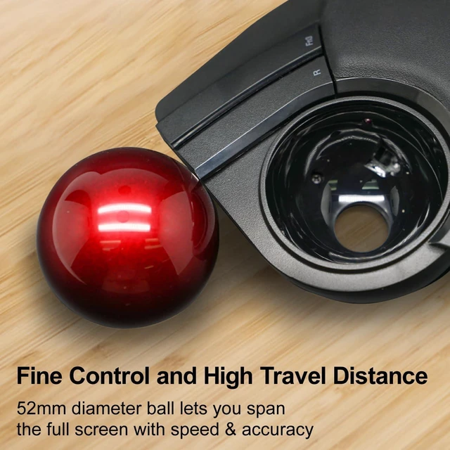 Alt view image 11 of 14 - ELECOM HUGE Trackball Mouse, 2.4GHz Wireless USB, Precise Finger Control, Customizable 8-Button, Gaming Optical Sensor, Large Soft Palm Rest, Smooth Red Ball, Window PC Mac Computer Laptop (M-HT1DRBK)