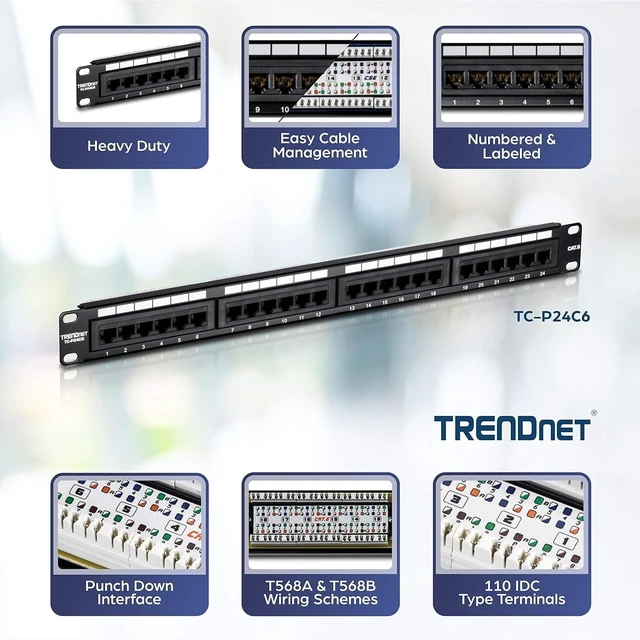 Alt view image 8 of 12 - TRENDnet 24-Port Cat6 Unshielded Patch Panel, Wallmount or Rackmount, Compatible with Cat3,4,5,5e,6 Cabling, For Ethernet, Fast Ethernet, Gigabit Applications, Black, TC-P24C6