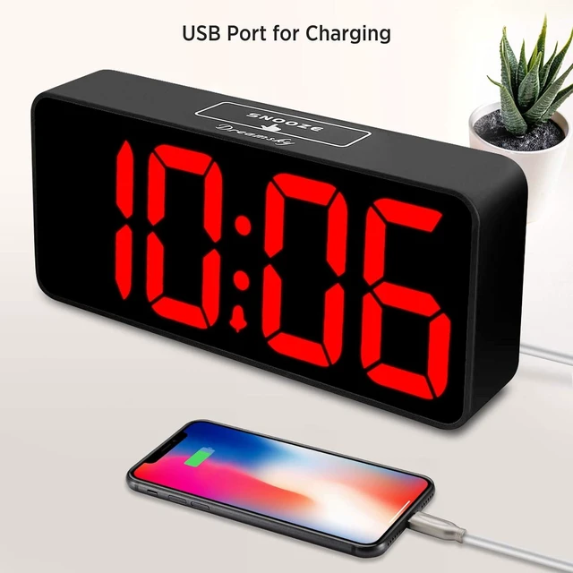 Alt view image 11 of 14 - DreamSky Large Digital Alarm Clock Big Numbers for Seniors & Visually Impaired, 9 Inches Electric Clocks for Bedroom, Jumbo Display Fully Dimmable Brightness, USB Ports, Adjustable Alarm Volume