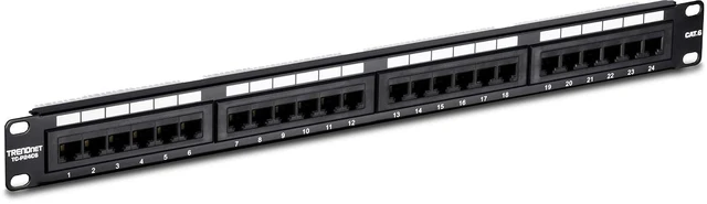 Alt view image 11 of 12 - TRENDnet 24-Port Cat6 Unshielded Patch Panel, Wallmount or Rackmount, Compatible with Cat3,4,5,5e,6 Cabling, For Ethernet, Fast Ethernet, Gigabit Applications, Black, TC-P24C6