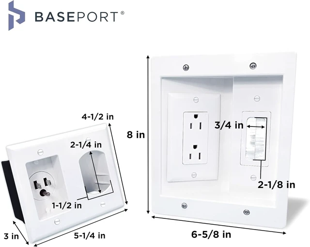 Alt view image 8 of 12 - BASEPORT in Wall Cable Management Kit - Hide Wires Wall Mount TV Kit with Wall Cable Pass Through, Complete Cord Hider for Wall Mount TV