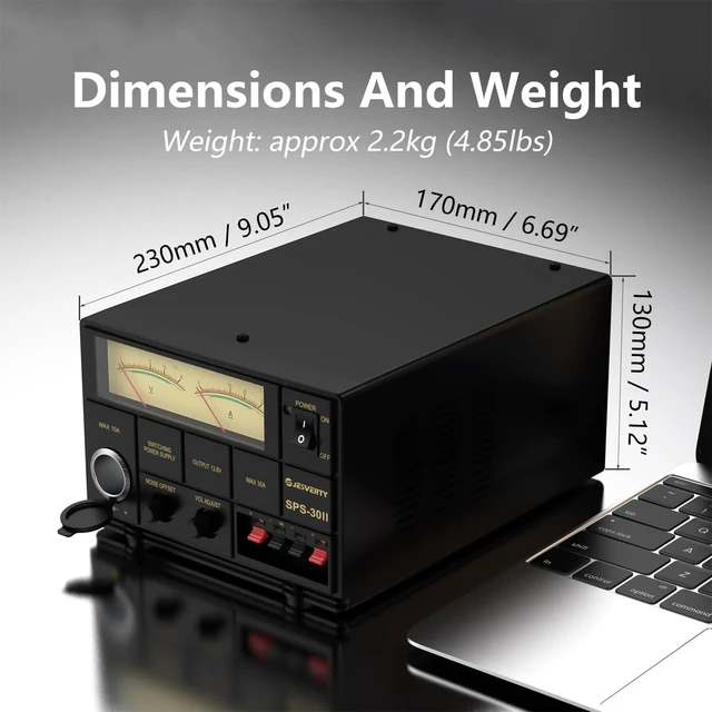 Alt view image 9 of 12 - Universal Compact Bench Power Supply- 30 Amp Regulated Home Lab Benchtop AC-to-DC Converter 13.8 Volt/9-15Volt, Cooling Fan, Screw Type Terminals - Jesverty SPS-30II