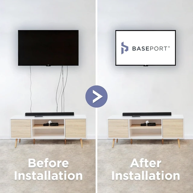 Alt view image 10 of 12 - BASEPORT in Wall Cable Management Kit - Hide Wires Wall Mount TV Kit with Wall Cable Pass Through, Complete Cord Hider for Wall Mount TV