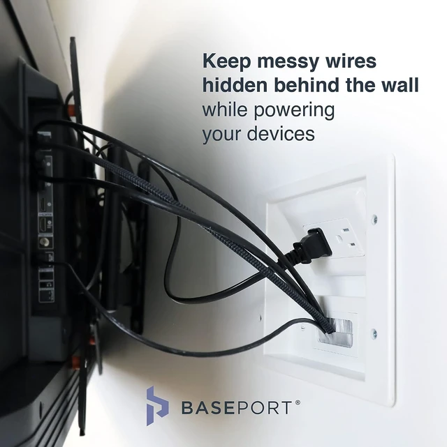 Alt view image 12 of 12 - BASEPORT in Wall Cable Management Kit - Hide Wires Wall Mount TV Kit with Wall Cable Pass Through, Complete Cord Hider for Wall Mount TV