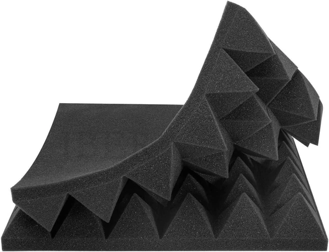 Alt view image 10 of 14 - JBER Acoustic Sound Foam Panels, 24 Pack 2" X 12" X 12" Blue and Black Soundproofing Treatment Studio Wall Padding Sound Absorbing Fireproof Pyramid Acoustic Treatment