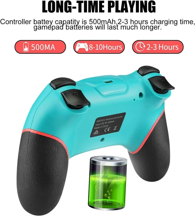 Alt view image 8 of 8 - Controller for Switch, Wireless Pro Controller for Switch/Switch Lite/Switch OLED, Remote Gamepad with Joystick, Adjustable Turbo Vibration, Ergonomic Non-Slip - Blue