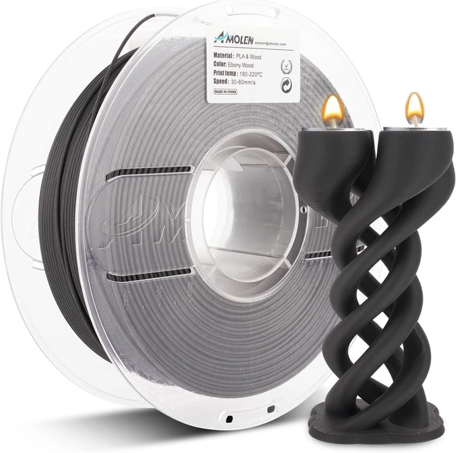 Alt view image 4 of 6 - AMOLEN 3D Printer Filament, Ebony Wood PLA Filament 1.75mm, 3D Printing Filament with 20% Real Wood Fiber,1kg