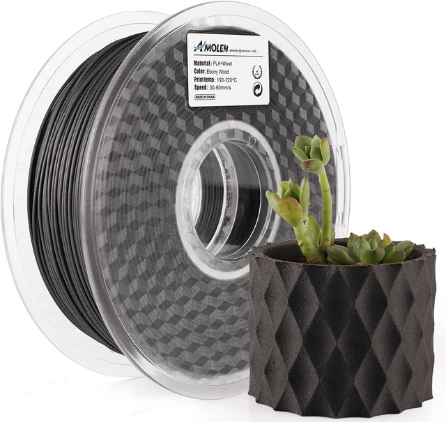 Alt view image 5 of 6 - AMOLEN 3D Printer Filament, Ebony Wood PLA Filament 1.75mm, 3D Printing Filament with 20% Real Wood Fiber,1kg