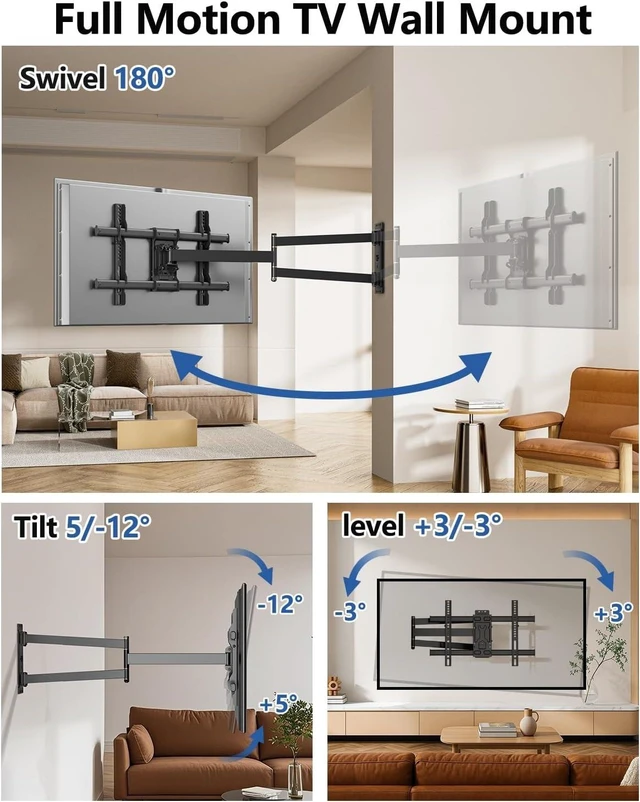 Alt view image 9 of 14 - FORGING MOUNT Corner TV Wall Mount Long Arm TV Mount for 32-75 inch TVs