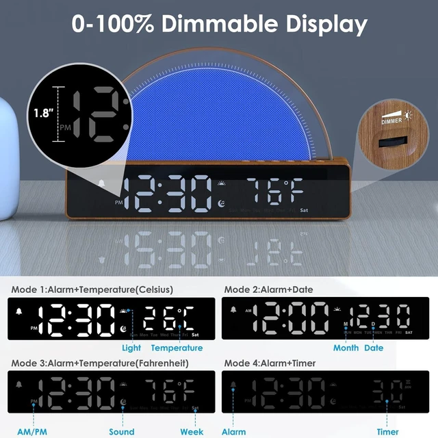 Alt view image 12 of 14 - Sunrise Alarm Clock, Wake Up Light Dawn Simulator, Bedside Lamp Color Night Light with USB Charger, Sleep Aid, Loud Sunlight Alarm Clock for Heavy Sleepers Adults, Gift for Kids Teens Boys Girls