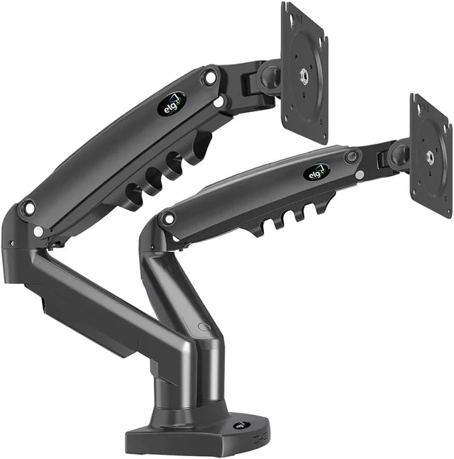 Alt view image 8 of 14 - ELG Full Motion Swivel Dual Monitor Desk Mount Stand Gas Spring for Two Screens 17 to 35'' (4.4lbs to 19.8lbs Load for Each Display), Computer Monitor Stand F160N, Black