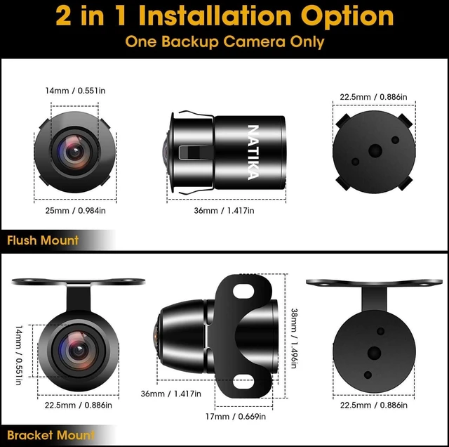Alt view image 13 of 14 - NATIKA Backup/Front/Side View Camera: No Distortion Effect Starlight Night Vision HD Metal Flush or Surface Mount 720P AHD and TVI Reverse Rear View Backup Camera for Cars Pickup Trucks SUVs RVs Vans