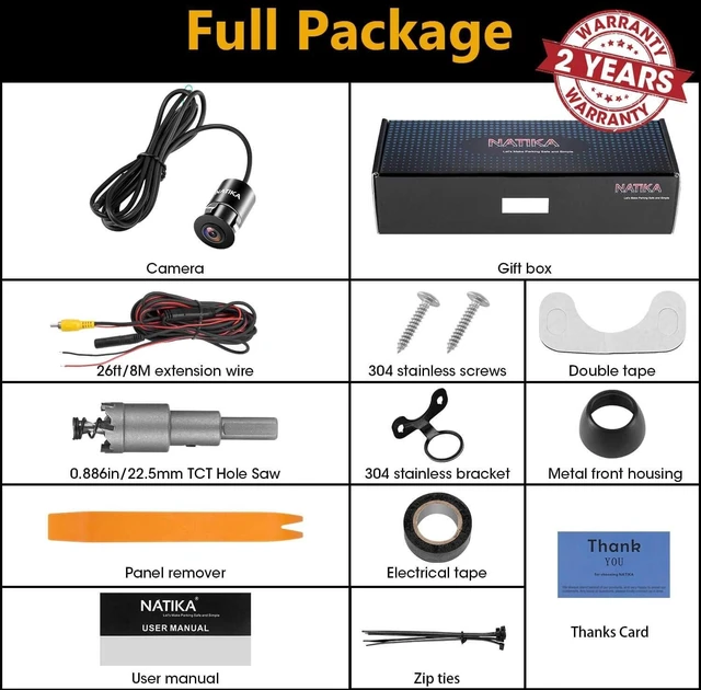 Alt view image 14 of 14 - NATIKA Backup/Front/Side View Camera: No Distortion Effect Starlight Night Vision HD Metal Flush or Surface Mount 720P AHD and TVI Reverse Rear View Backup Camera for Cars Pickup Trucks SUVs RVs Vans