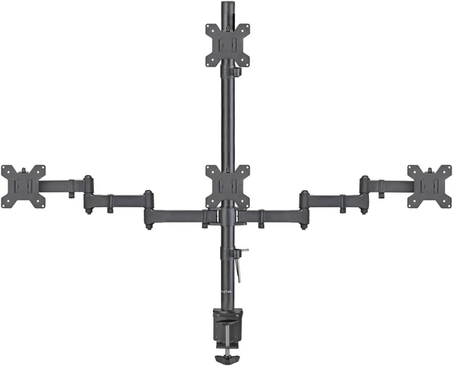 Alt view image 7 of 12 - Suptek Quad LED LCD Monitor Stand up Desk Mount Extra Tall 31.5 inch Pole Heavy Duty Fully Adjustable Stand for 4 (3+1) / Four Screens up to 27 inch (MD6864)