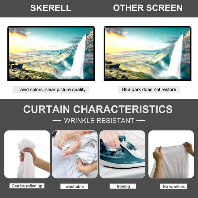 Alt view image 10 of 14 - Projector Screen with Stand 80 inch Portable Projection Screen 16:9 4K HD Projections Movies Screen with Carry Bag for Indoor Outdoor Home Theater Backyard Cinema Travel