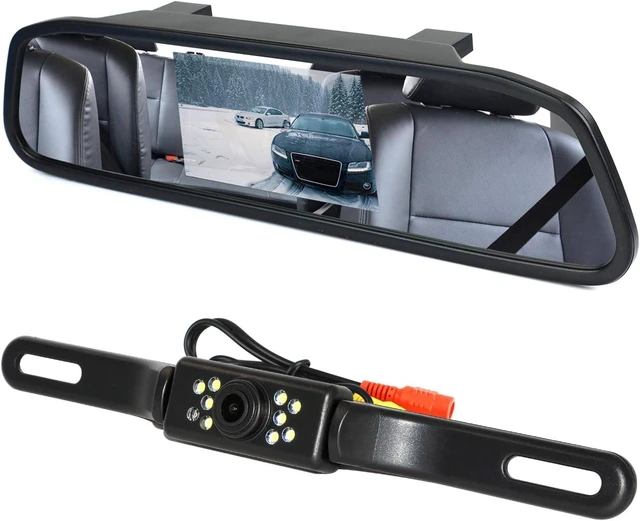 Alt view image 8 of 14 - Backup Camera and Monitor Kit, 4.3" Car Vehicle Rearview Mirror Monitor for Car Reverse Camera Waterproof Car Rear View Camera with 9 LED Night Vision (4.3" Backup Camera)
