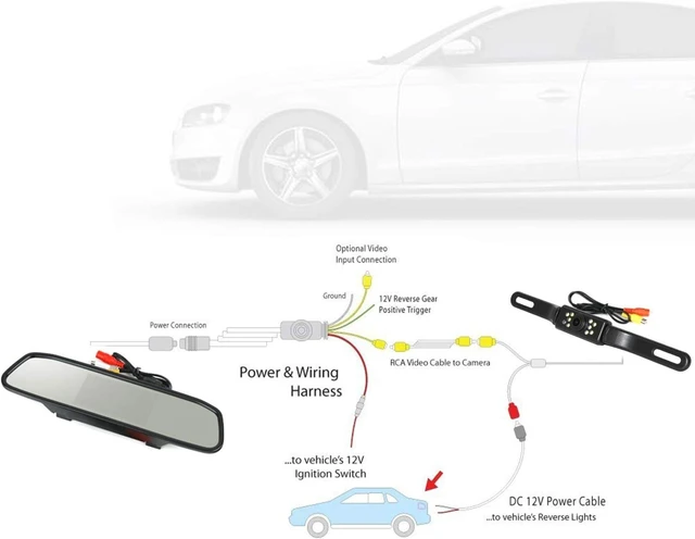 Alt view image 10 of 14 - Backup Camera and Monitor Kit, 4.3" Car Vehicle Rearview Mirror Monitor for Car Reverse Camera Waterproof Car Rear View Camera with 9 LED Night Vision (4.3" Backup Camera)