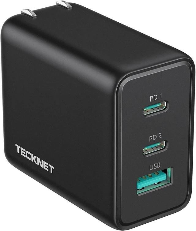 Alt view image 7 of 12 - TECKNET USB C Charger 65W PD 3.0 GaN Type Foldable Adapter with 3-Port Fast Wall Compatible with iPhone 15 Pro Max/15 Plus/15 Pro/15/14/13, MacBook Pro, iPad Switch, Galaxy S23/S22