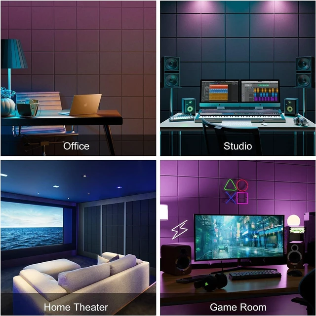 Alt view image 12 of 12 - Sonicism 12 Pack Acoustic Wall Panels with Self-Adhesive, 12" X 12" X 0.4" Sound Proof Foam Panels, Decorative Soundproof Wall Panels, Sound Proof Absorbing Tiles for Home & Offices, Black