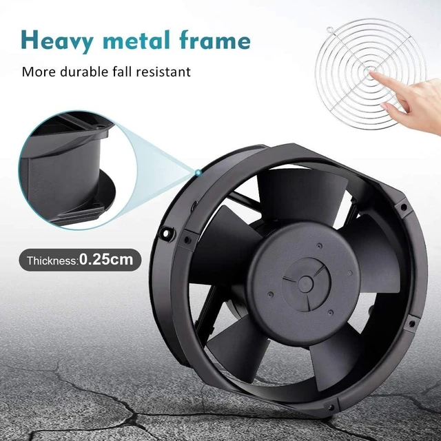 Alt view image 12 of 14 - Wathai AC 110V 120V Axial Fan Big Airflow High Speed Dual Ball 172mm x 150mm x 51mm for DIY Cooling Ventilation Exhaust Projects For Server