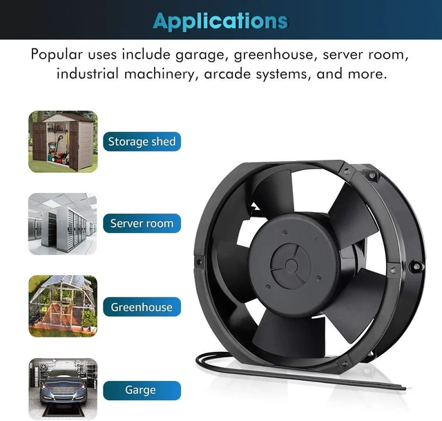Alt view image 13 of 14 - Wathai AC 110V 120V Axial Fan Big Airflow High Speed Dual Ball 172mm x 150mm x 51mm for DIY Cooling Ventilation Exhaust Projects For Server