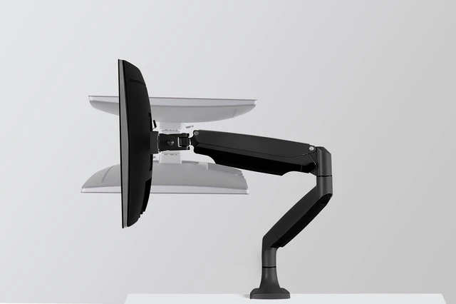 Alt view image 11 of 14 - Mount-It! Single Monitor Arm Desk Mount | Gas Spring Monitor Arm | Full Motion Articulating Height Adjustable | Fits 21 22 23 24 27 30 32 Inch VESA Compatible Computer Screen | Clamp and Grommet Base