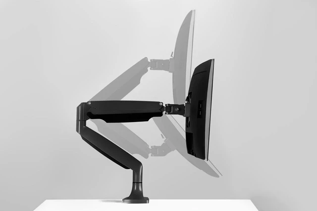 Alt view image 10 of 14 - Mount-It! Single Monitor Arm Desk Mount | Gas Spring Monitor Arm | Full Motion Articulating Height Adjustable | Fits 21 22 23 24 27 30 32 Inch VESA Compatible Computer Screen | Clamp and Grommet Base
