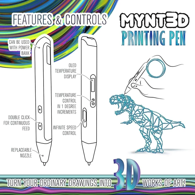 Alt view image 10 of 12 - MYNT3D Professional Printing 3D Pen with OLED Display