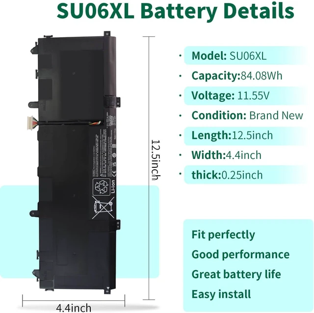 Alt view image 8 of 12 - DMKAOLLK 84.08Wh SU06XL L29184-005 for HP Spectre X360 Convertible 15-df0013dx 15-df1043dx 15-df0033dx 15-df1033dx 15-df1045nr 15-df0069nr 15t-df000 15-df0xxx 15-df1xxx 15-DF 15T-DF Series SU06084XL