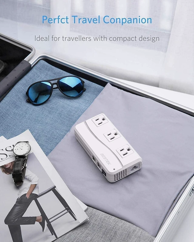 Alt view image 13 of 14 - BESTEK Universal Travel Adapter 100-220V to 110V Voltage Converter 250W with 6A 4-Port USB Charging 3 AC Sockets and EU/UK/AU/US/India Worldwide Plug Adapter (White)