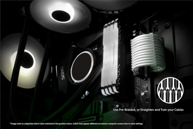 Alt view image 9 of 12 - LINKUP - AVA 30cm PSU Cable Extension Sleeved Custom Mod GPU PC Braided w/Comb Kit - Compatible with RTX3090 | 1 x 24 P (20+4) | 2 x 8 P (4+4) CPU | 3 x 8 P (6+2) GPU Set | 300mm - White