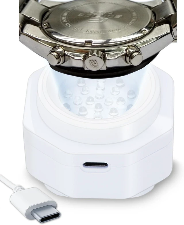 Alt view image 7 of 12 - Type-C UV Free Solar Watch Fast Charger for All Eco Solar Watches, Reloj Hombre Portable Battery Charger - for All Kinds of eco Solar Watches. Watch Charger for Solar Watches (White)