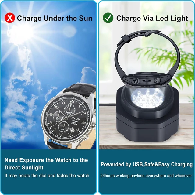 Alt view image 8 of 12 - Type-C UV Free Solar Watch Fast Charger for All Eco Solar Watches, Reloj Hombre Portable Battery Charger - for All Kinds of eco Solar Watches. Watch Charger for Solar Watches (White)