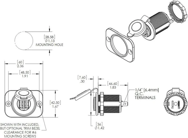 Alt view image 4 of 4 - Blue Sea Systems 1016200 12V DC Dual USB Charger Socket, White