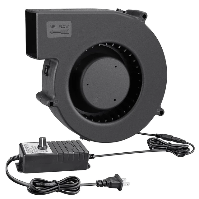 Alt view image 8 of 14 - 140mm x 40mm Dual Ball Big Airflow Centrifugal Blower Fan 12 Volt with AC 110v 220v Variable Speed Controller for DIY Inflatable or Cooling Ventilation Exhaust Projects
