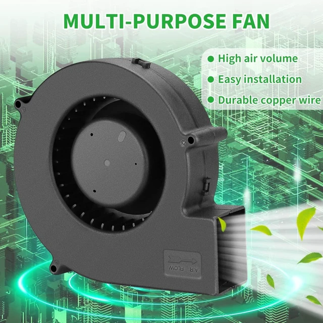 Alt view image 12 of 14 - 140mm x 40mm Dual Ball Big Airflow Centrifugal Blower Fan 12 Volt with AC 110v 220v Variable Speed Controller for DIY Inflatable or Cooling Ventilation Exhaust Projects