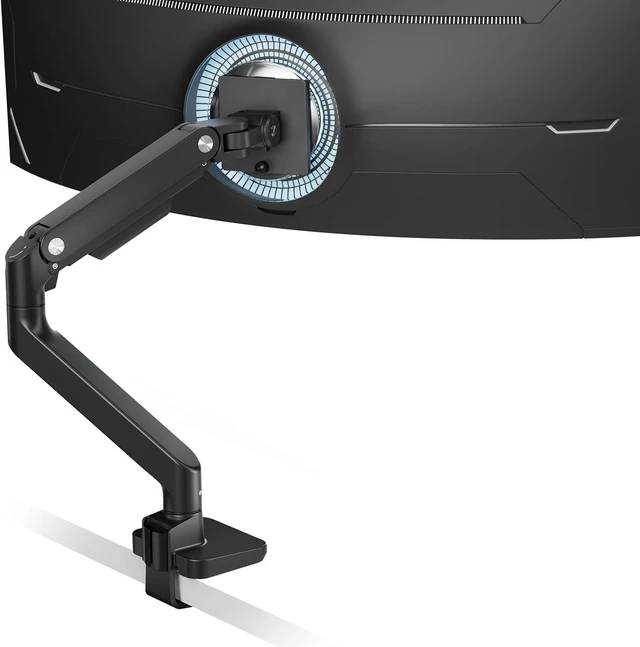 Alt view image 8 of 14 - Ultrawide Monitor Arm for 17 to 49 Inch Heavy Duty Curved Monitor, Holds 44 Lbs, Adjustable Gas Spring Monitor Arm Desk Mount with C Clamp, Grommet Base, 75/100 Vesa Mount, Black