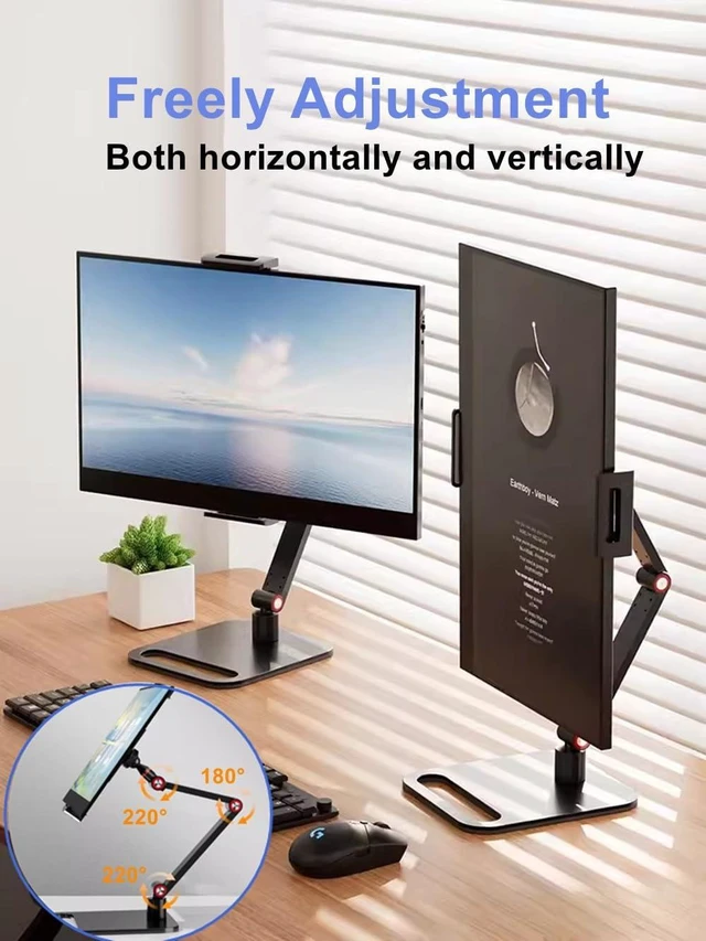 Alt view image 9 of 14 - Portable Monitor Holder for 12-17.3 Inch Screen Desk Holder Metal Stand 16 Inch Universal Expandable Display Base 12.9inch Tablet Stand Adjustable Portable Monitor Desktop Clamp Stand