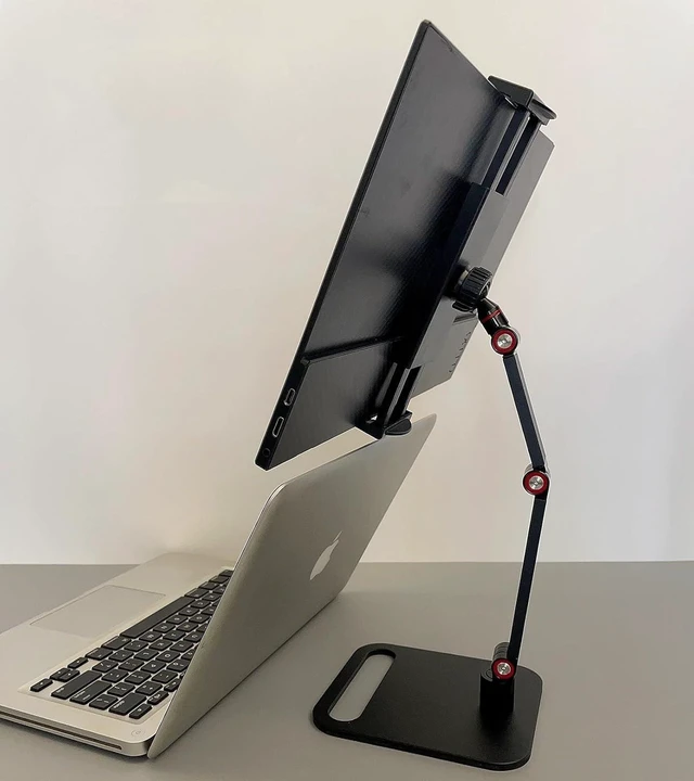 Alt view image 12 of 14 - Portable Monitor Holder for 12-17.3 Inch Screen Desk Holder Metal Stand 16 Inch Universal Expandable Display Base 12.9inch Tablet Stand Adjustable Portable Monitor Desktop Clamp Stand