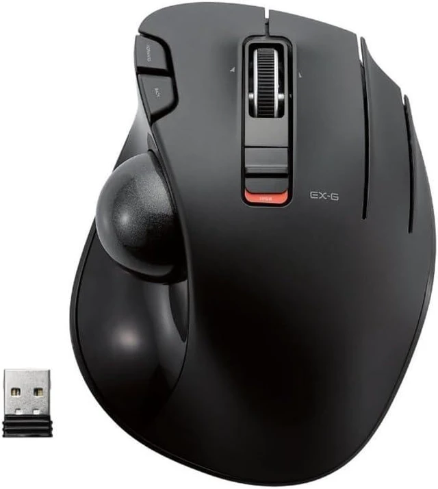 Alt view image 8 of 14 - ELECOM EX-G Trackball Mouse, 2.4GHz USB Wireless, Ergonomic Design, Thumb Control, Smooth Roller Ball, Optical Tracking, 6 Programmable Buttons, Tilt Scroll, Computer Mice for Laptop PC, Windows & Mac
